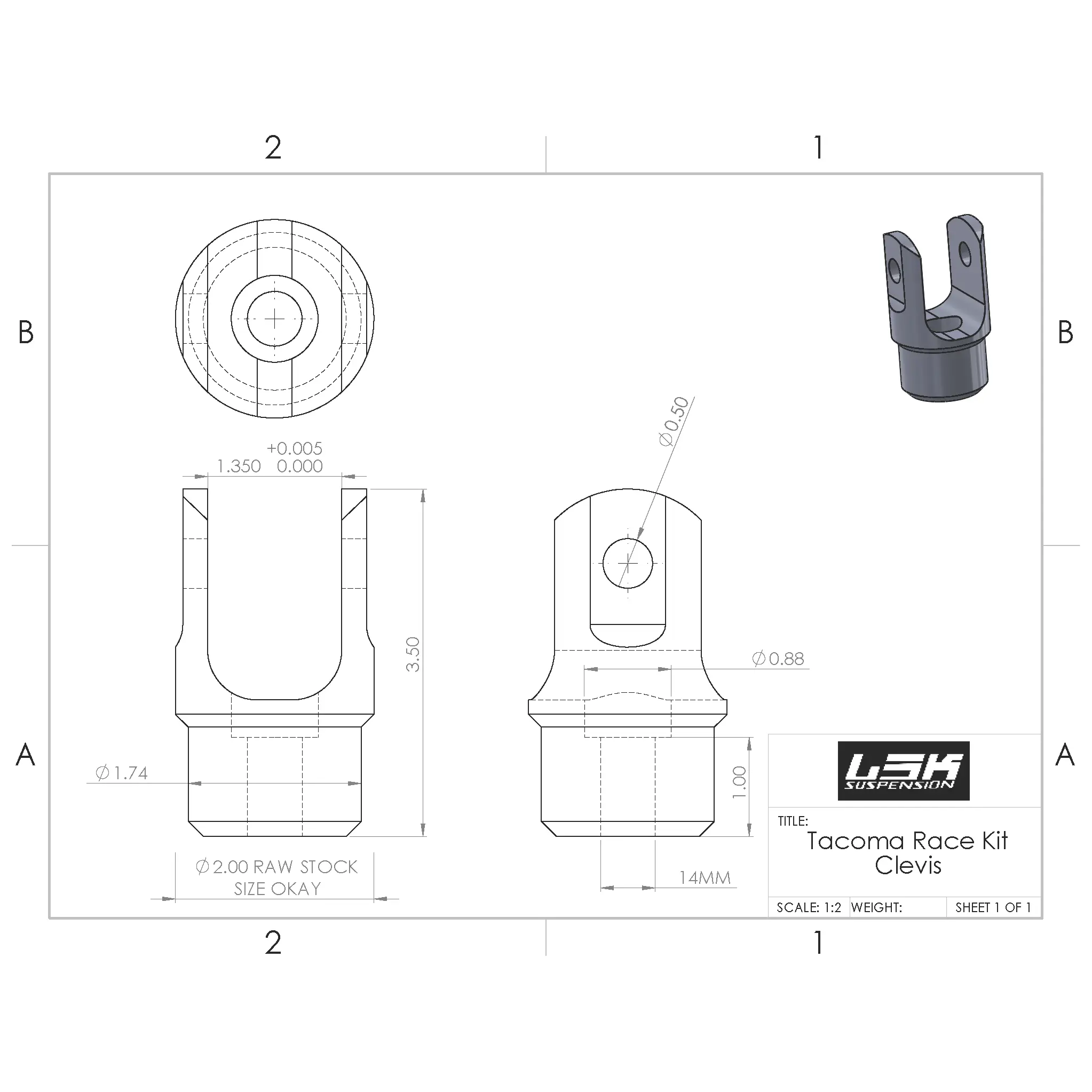 05+ Tacoma Machined Steering Clevis — view 2
