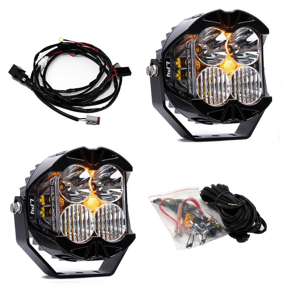 LP4 Pro LED Auxiliary Light Pod Pair - Universal Clear Lens With Amber Backlight — view 1