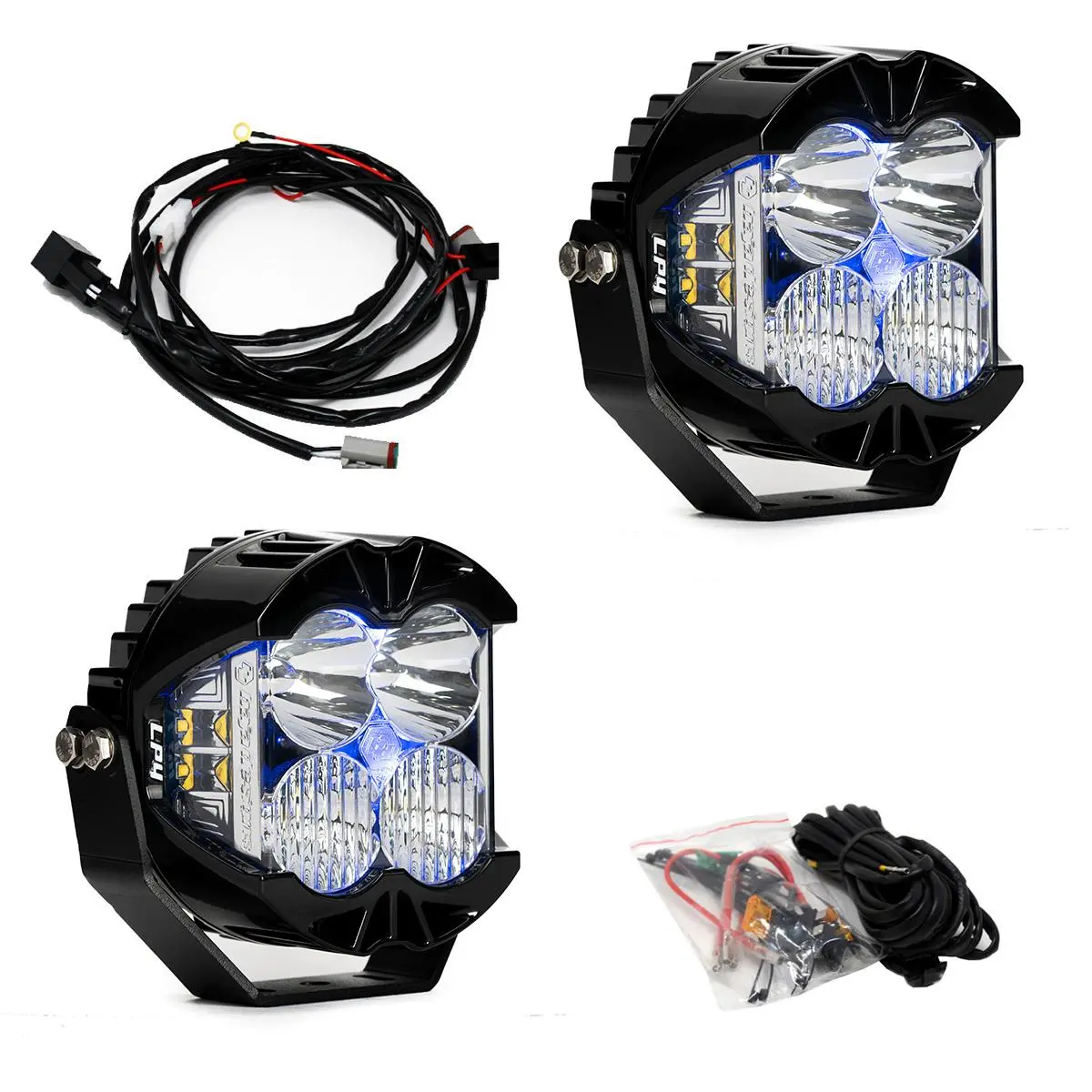 LP4 Pro LED Auxiliary Light Pod Pair - Universal Clear Lens With Blue Backlight — view 1