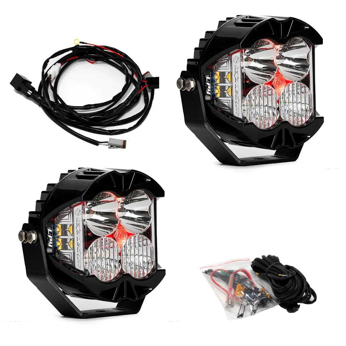 LP4 Pro LED Auxiliary Light Pod Pair - Universal Clear Lens With Red Backlight — view 1