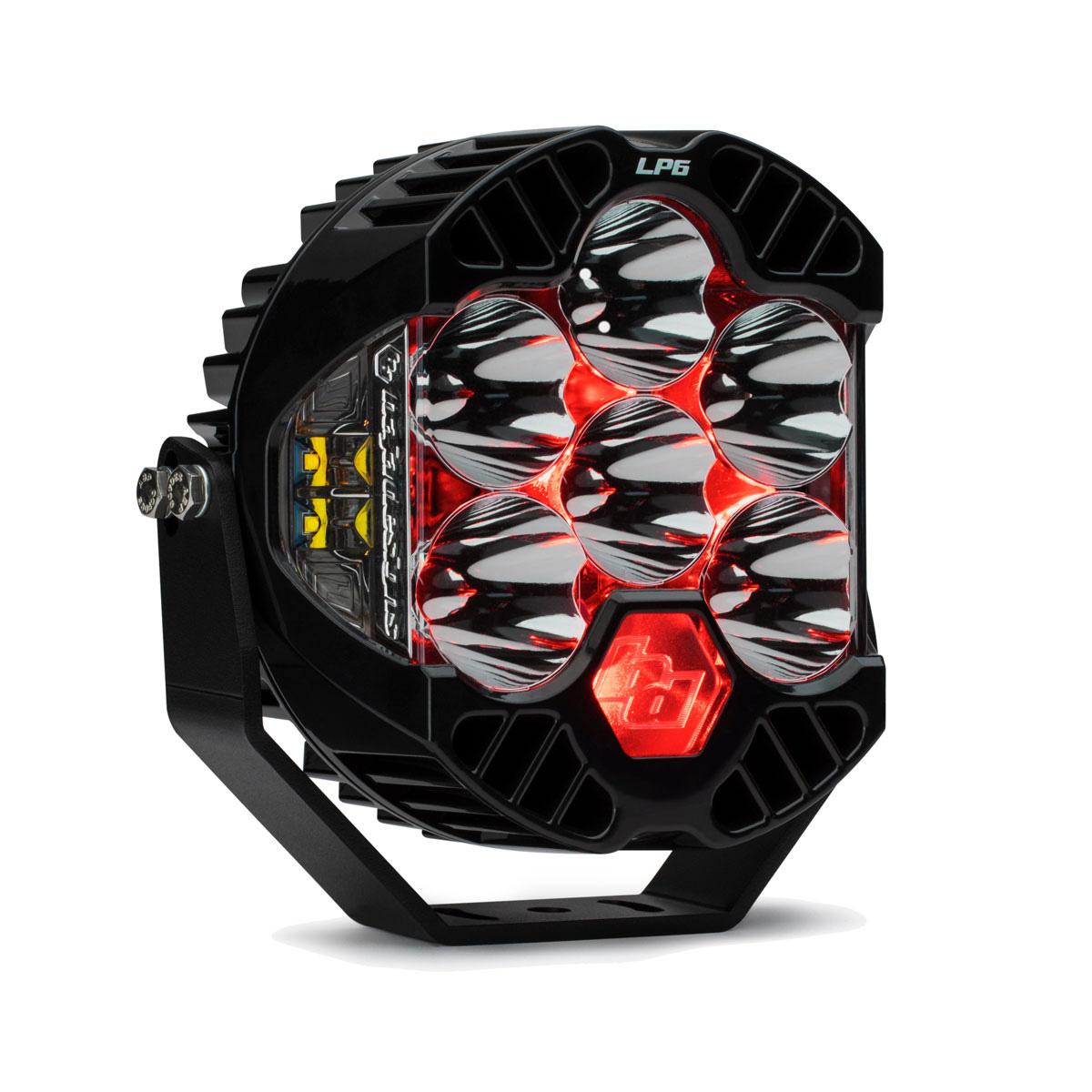 LP6 Pro LED Auxiliary Light Pod - Universal Clear Lens With Red Backlight — view 1