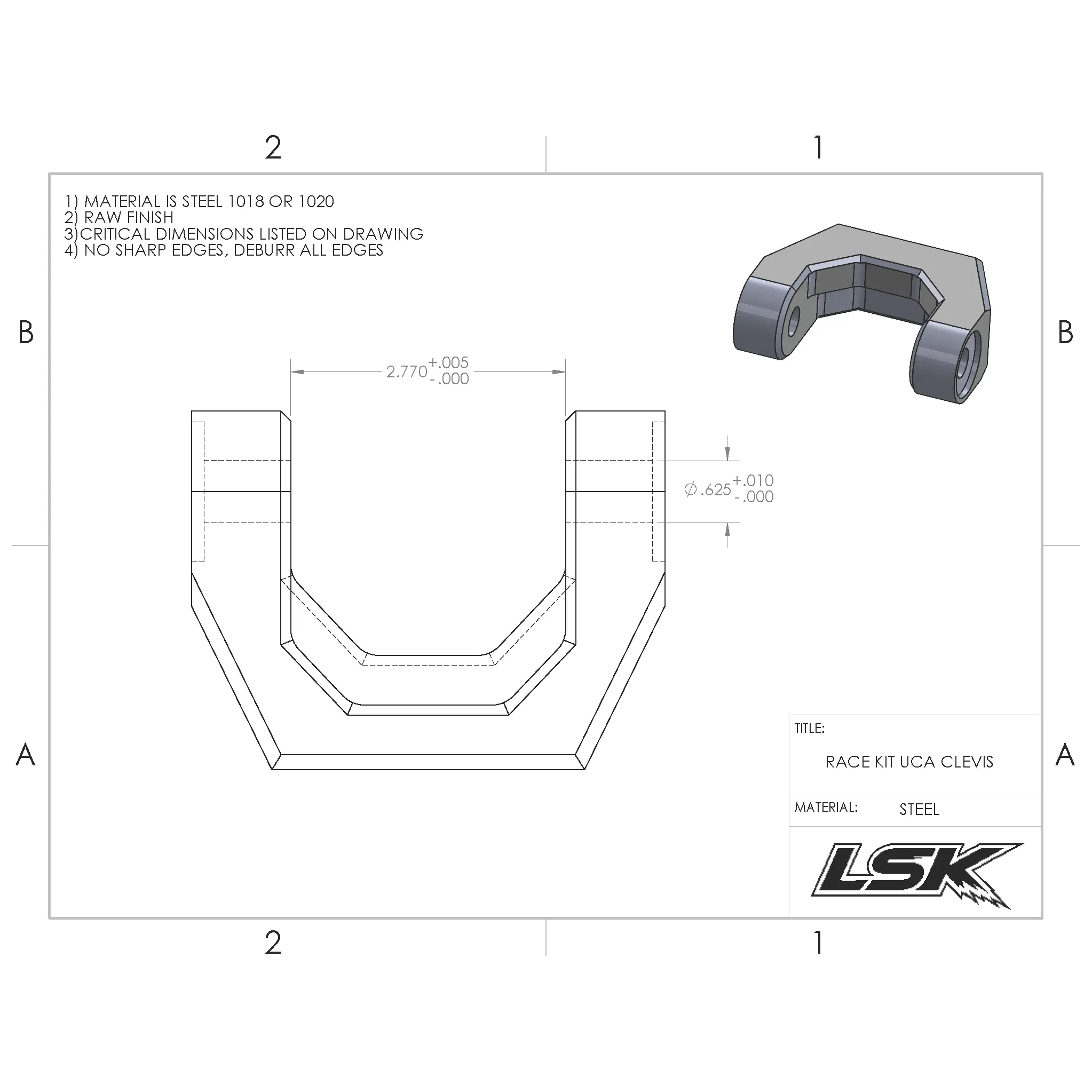 Machined Upper Control Arm Clevis — view 2